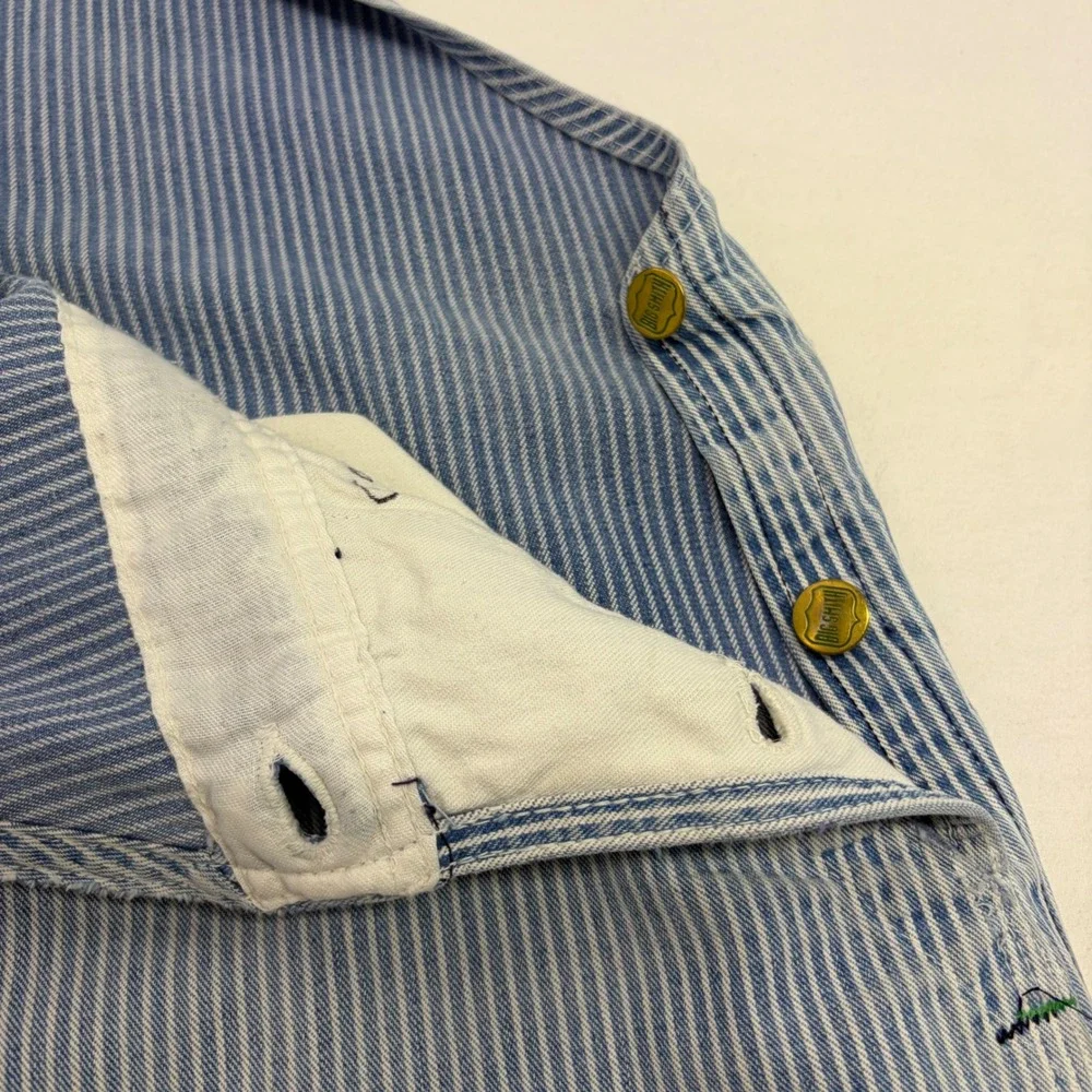 Vintage Big Smith Overalls Mens 38x27 Hickory Stripe Denim Blue White Workwear